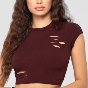NWT Fashion Nova Casual Lovers distressed crop top